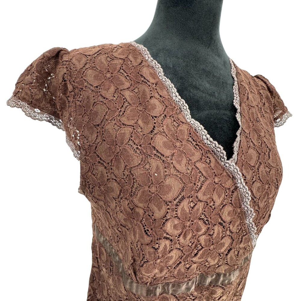 Merona Babydoll Top Womens Size XXL Empire Waist‎ Puff Sleeves Forest Fairy Lace